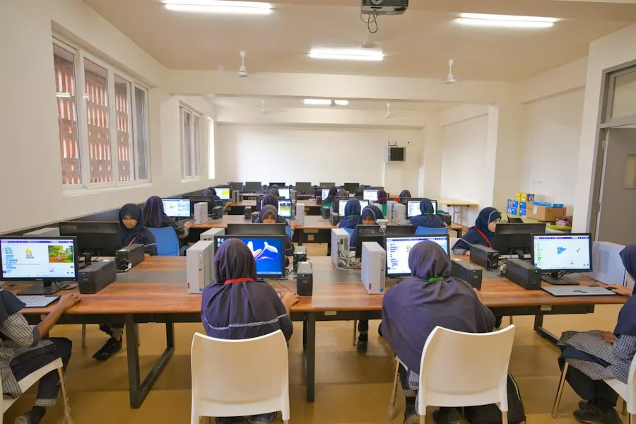 Students practising in a computer lab